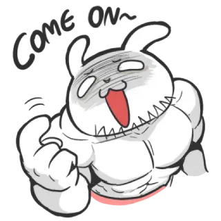 👆 Come on~ Hase, Muskeln, Fitnessstudio, Cartoon, Fitness, stark whatsapp sticker