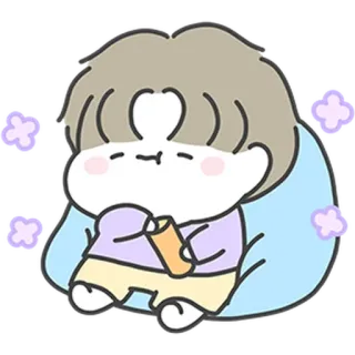 😋 Cartoon, Niedlich, Sitzend, Sitzsack, Snack, Entspannend, Kawaii telegram sticker