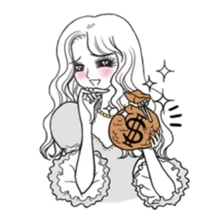 💰 money, dollar, bag, woman, cartoon, wealth, luxury telegram sticker