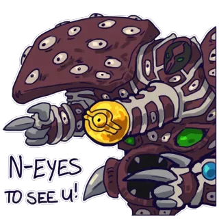 👈 N-EYES TO SEE U! monstro, criatura, fantasia, olhos, apontando telegram sticker