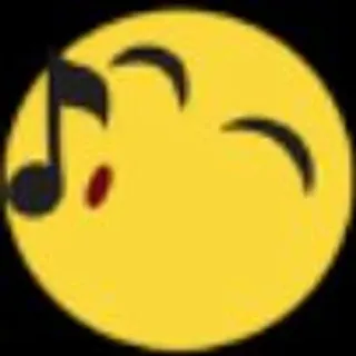 🌟 musique, emoji, jaune, visage, note de musique telegram sticker
