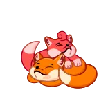 🤗 キツネ, 動物, 可愛い, 眠い, アニメ, ステッカー, オレンジ, 赤 telegram sticker