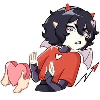 ✋ demon, anime style, rejecting heart, sticker, cartoon, wings, cute telegram sticker