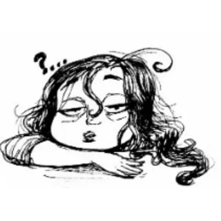 😞 ... Cartoon, Frage, Illustration, Skizze, Gekritzel, Denken telegram sticker