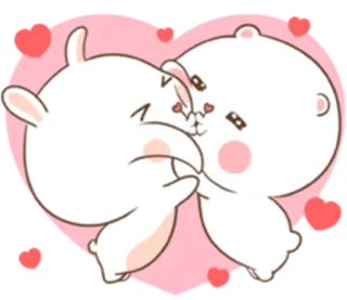 😍 love, kiss, cute, animals, rabbit, bear, heart telegram sticker