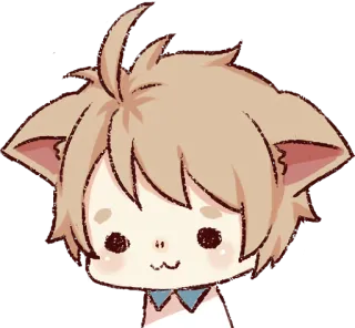 😌 Аниме, Мультфильм, Кот, Кошачьи уши, Кавай, Милый telegram sticker