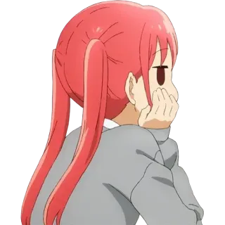😤 anime, chica, puchero, pelo rojo, coletas telegram sticker