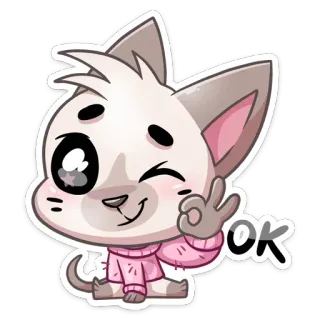 👌 OK Katze, niedlich, ok, Zustimmung, Tier, Aufkleber whatsapp sticker