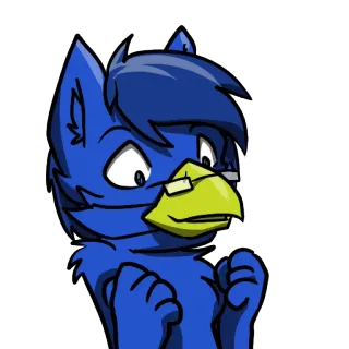 🐓 cartoon, bird, glasses, blue, animal, furry telegram sticker