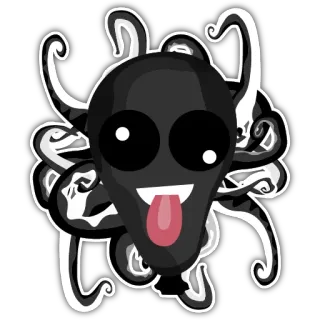 🤪 desenho animado, monstro, criatura, adesivo, preto, branco, tentáculos whatsapp sticker