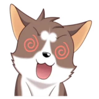 😵 anjing, kartun, lucu, konyol, pusing, imut, binatang, ilustrasi whatsapp sticker