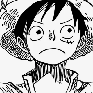 🙁 Luffy One Piece Anime, Manga, One Piece, Ruffy, Strohhut, Cartoon telegram sticker