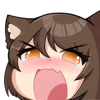 😡 anime, menangis, sedih, gadis kucing, kawaii, emosional telegram sticker