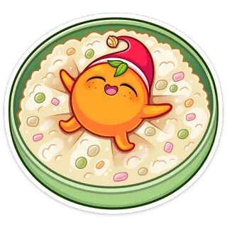 🥗 orange, nourriture, fruit, mignon, illustration, kawaii, bonnet de Noël telegram sticker