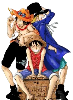 😁 VS อนิเมะ, การ์ตูน, โจรสลัด, ผจญภัย, ลูฟี่, เอส, ซาโบ telegram sticker