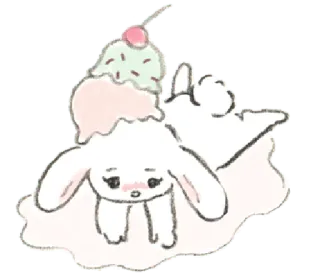 🐁 coelho, sorvete, fofo, kawaii, sobremesa, adesivo whatsapp sticker