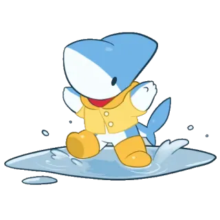 ☔ haai, schattig, cartoon, dier, oceaan, water, sticker telegram sticker