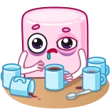 🤪 棉花糖, 累, 咖啡, 困, 卡通, 饮料, 早上 telegram sticker