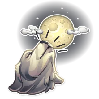 🌕 lupo, luna, ululato, notte, animale, adesivo, cartone animato telegram sticker