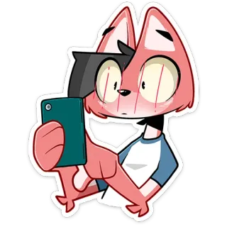 ⏺ gato, desenho animado, selfie, animal, kawaii, adesivo telegram sticker