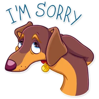 😔 I'M SORRY หมา, ขอโทษ, คำขอโทษ, น่ารัก, การ์ตูน telegram sticker