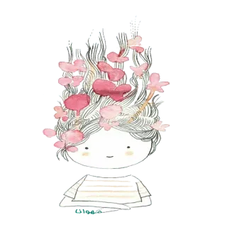 🙂 illustration, enfant, art, fleurs, mignon, fille whatsapp sticker