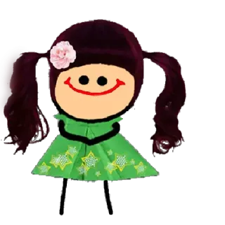 😊 卡通, 女孩, 裙子, 花, 角色, 可爱 whatsapp sticker