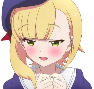 😳 anime, blond hair, girl, cartoon, beret telegram sticker