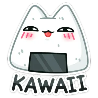 🐱 KAWAII kawaii, carino, onigiri, palla di riso, giapponese, cibo, adesivo telegram sticker