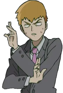 💧 Reigen Arataka Mob Psycho 100 Anime, Mob Psycho 100, Reigen Arataka, Charakter, Psycho, Ausdruck, Betrüger whatsapp sticker