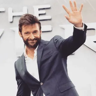 ✋ Hugh Jackman aktor, selebriti, pria, setelan, melambai, orang, bintang film telegram sticker