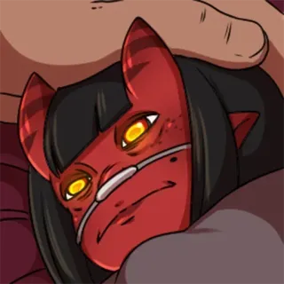 ☹️ Dämon, rot, Hörner, Anime, Cartoon telegram sticker