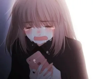 ❤️ crying, anime, girl, sad, tears, phone telegram sticker