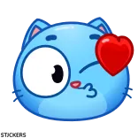 😽 chat, dessin animé, animal, amour, coeur, mignon, baiser, bleu telegram sticker