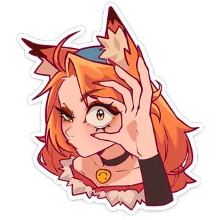🦊 adesivo, desenho animado, anime, menina, orelhas de gato whatsapp sticker