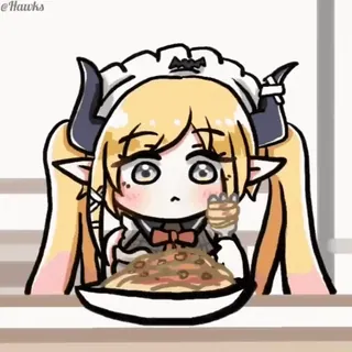 🍝 anime, cute, demon, maid, food, kawaii, chibi whatsapp sticker