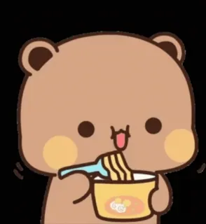 🍝 urso, fofo, kawaii, comendo, macarrão, comida telegram sticker