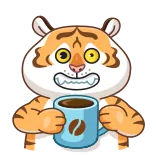 ☕️ tiger, kaffee, tier, cartoon, tasse, süß telegram sticker