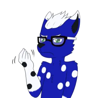🤨 Furry, Antropomórfico, Animal, Azul, Óculos, Gesto whatsapp sticker