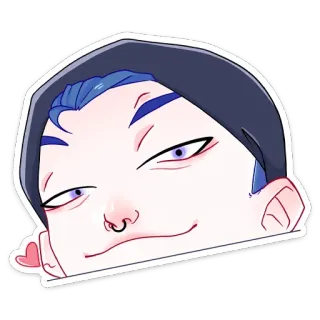 ☺ adesivo, rosto, desenho animado, expressão, fofo, piercing no nariz whatsapp sticker