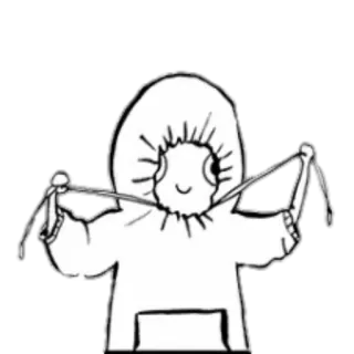 😊 figura incappucciata, cartone animato, disegno, bianco e nero telegram sticker