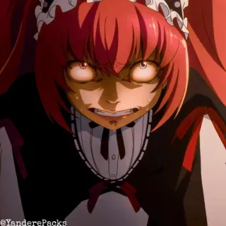 🥢 anime, girl, yandere, scary, red hair, creepy whatsapp sticker