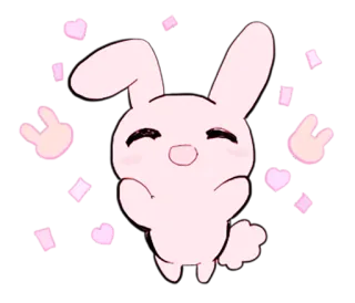 😄 coelho, fofo, animal, rosa, kawaii, desenho animado telegram sticker