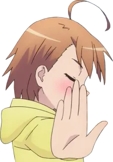 ✋ Anime, Chica, Dibujo animado, Mano, Stop, Gesto telegram sticker