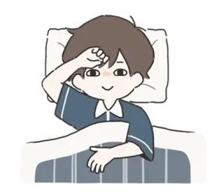 🌟 mengantuk, tidur, tempat tidur, kartun, anak laki-laki, lucu, lelah whatsapp sticker
