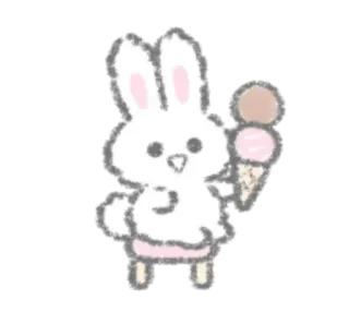 🥄 lapin, lapinou, glace, dessert, mignon, animal, kawaii, dessin animé telegram sticker