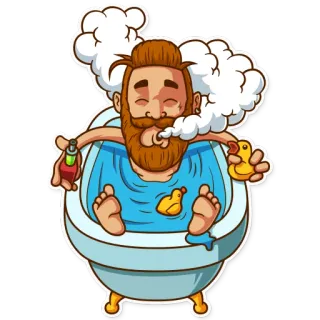🛁 bain, vape, barbe, canard en caoutchouc, baignoire, fumer whatsapp sticker