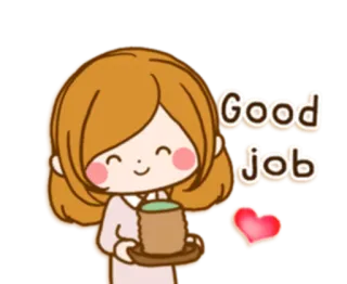 👩‍❤️‍👨 Good job отличная работа, молодец, праздник, мультфильм, каваи, женщина telegram sticker