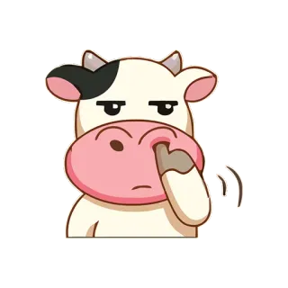 🤓 krowa, zwierzę, kreskówka, naklejka, smutny, zły telegram sticker