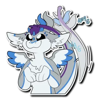 😄 WAG Furry, Mignon, Animal, Cartoon, Sticker, Dragon, Remuant telegram sticker